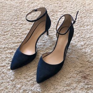 Navy Blue Suede Heels
